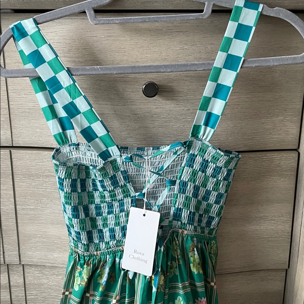 Rosa Clothing women’s Green Floral Smocked Sundress - Picture 3 of 6